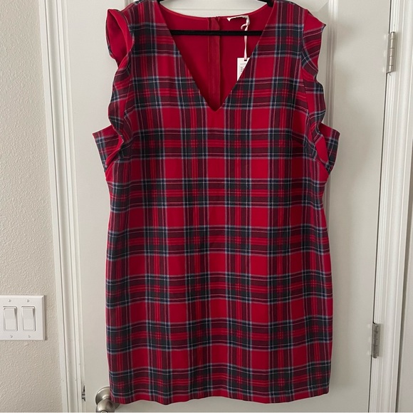 Vineyard Vines Nantucket Tartan Flutter Sleeve Shift Dress - Red - Picture 2 of 5